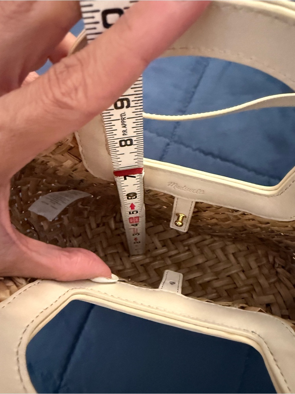 Woven Straw Crossbody Bag with Leather Cream Trim - Picture 5 of 6